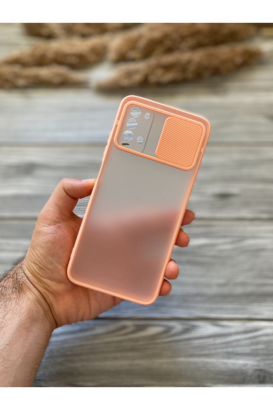 Poco M3 Pembe Kamera Sürgülü Kılıf