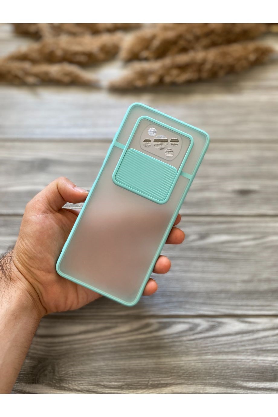 Poco X3 / X3 Nfc / X3 Pro Turkuaz Kamera Sürgülü Kılıf