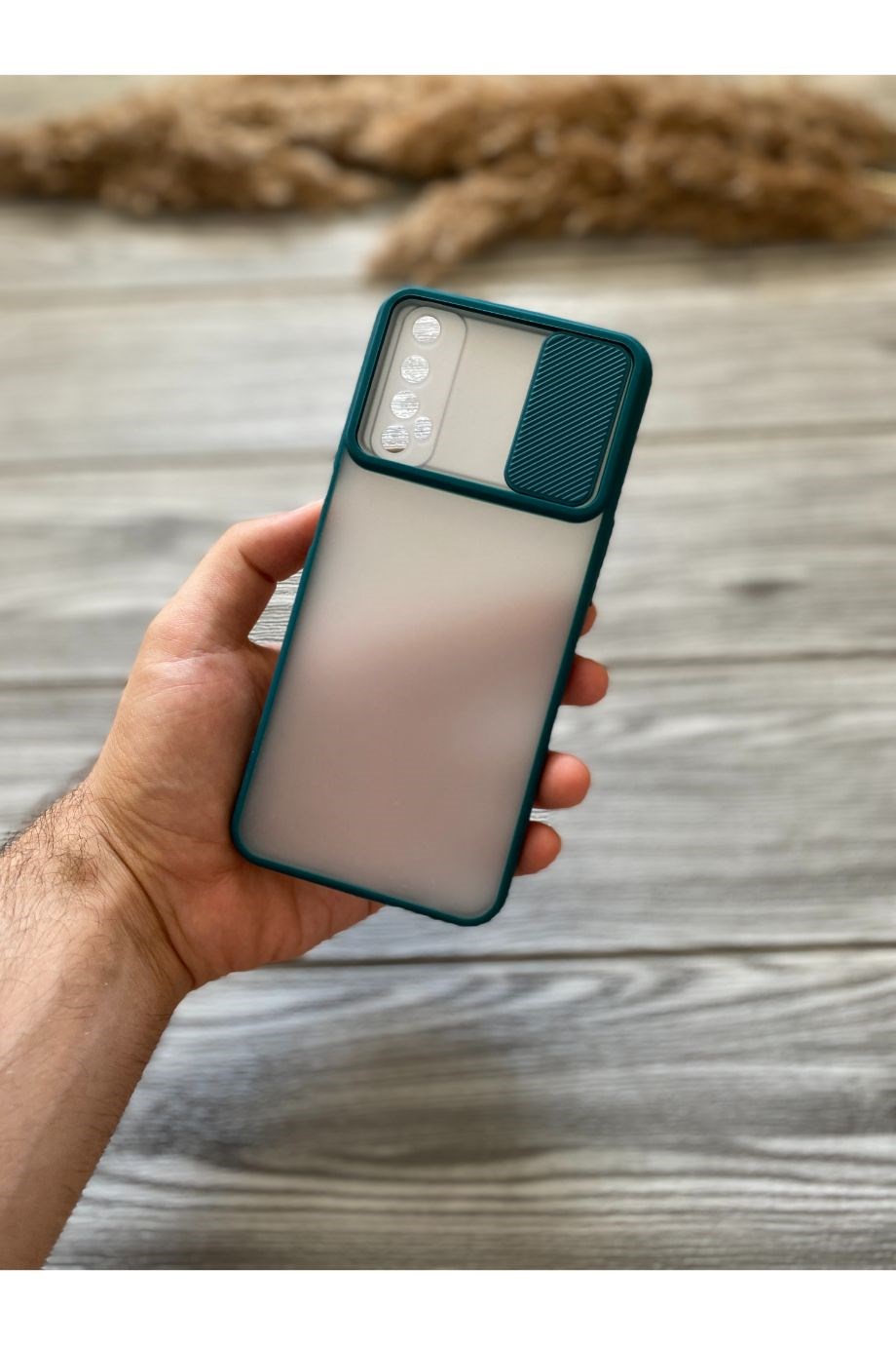 Realme 7 Petrol Yeşili Kamera Sürgülü Kılıf