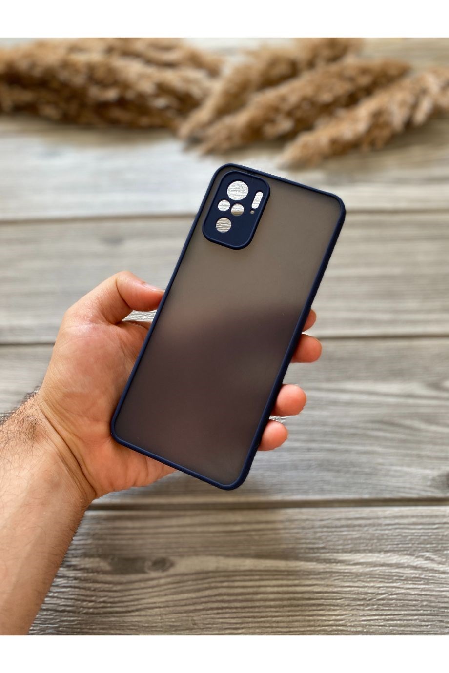 Redmi Note 10 Lacivert Kamera Korumalı Buzlu Mika Kılıf