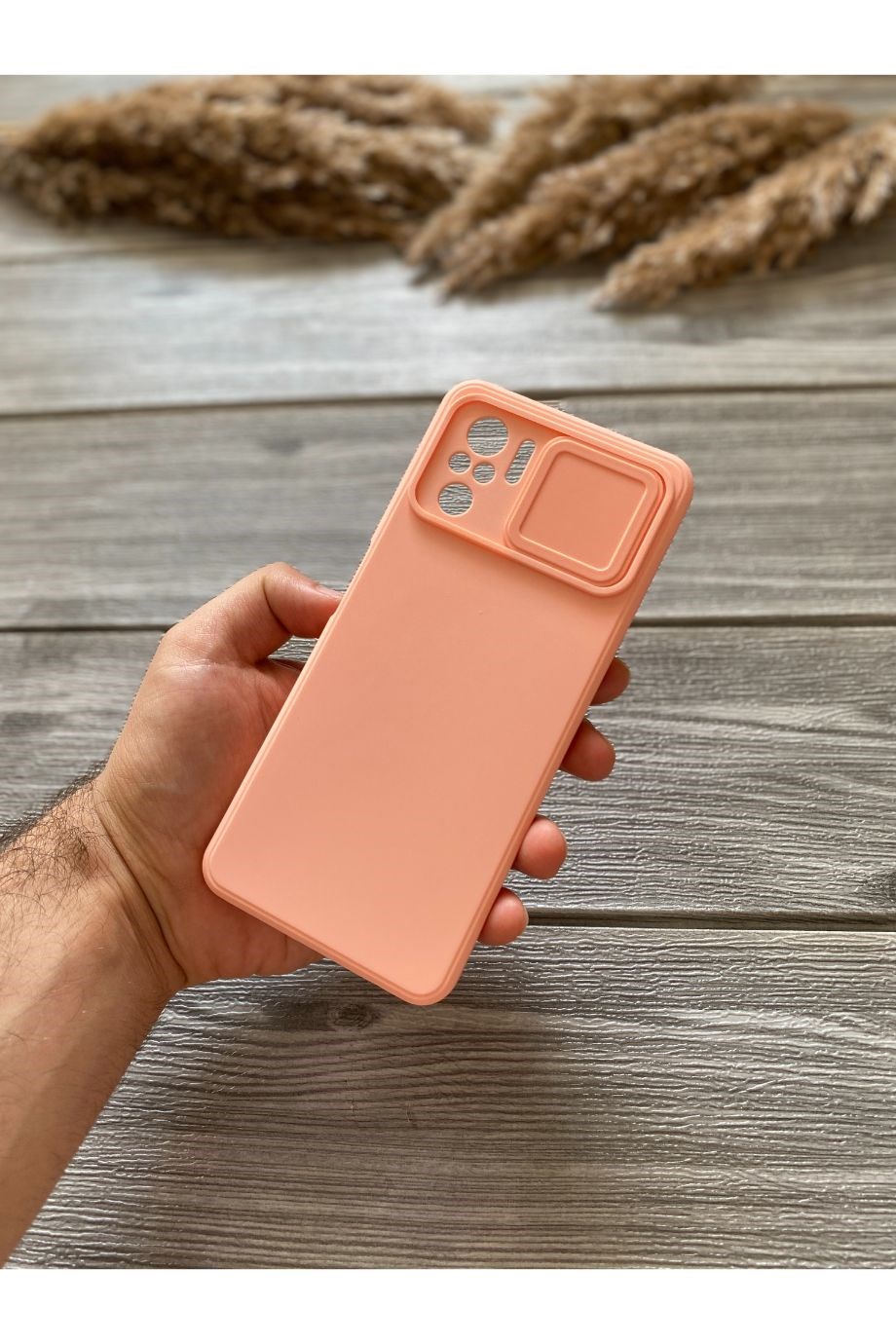 Redmi Note 10 Pembe Kamera Sürgülü Silikon Kılıf