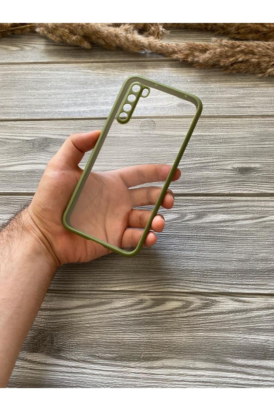 Redmi Note 8 Haki Yeşili Şeffaf Mika Kılıf