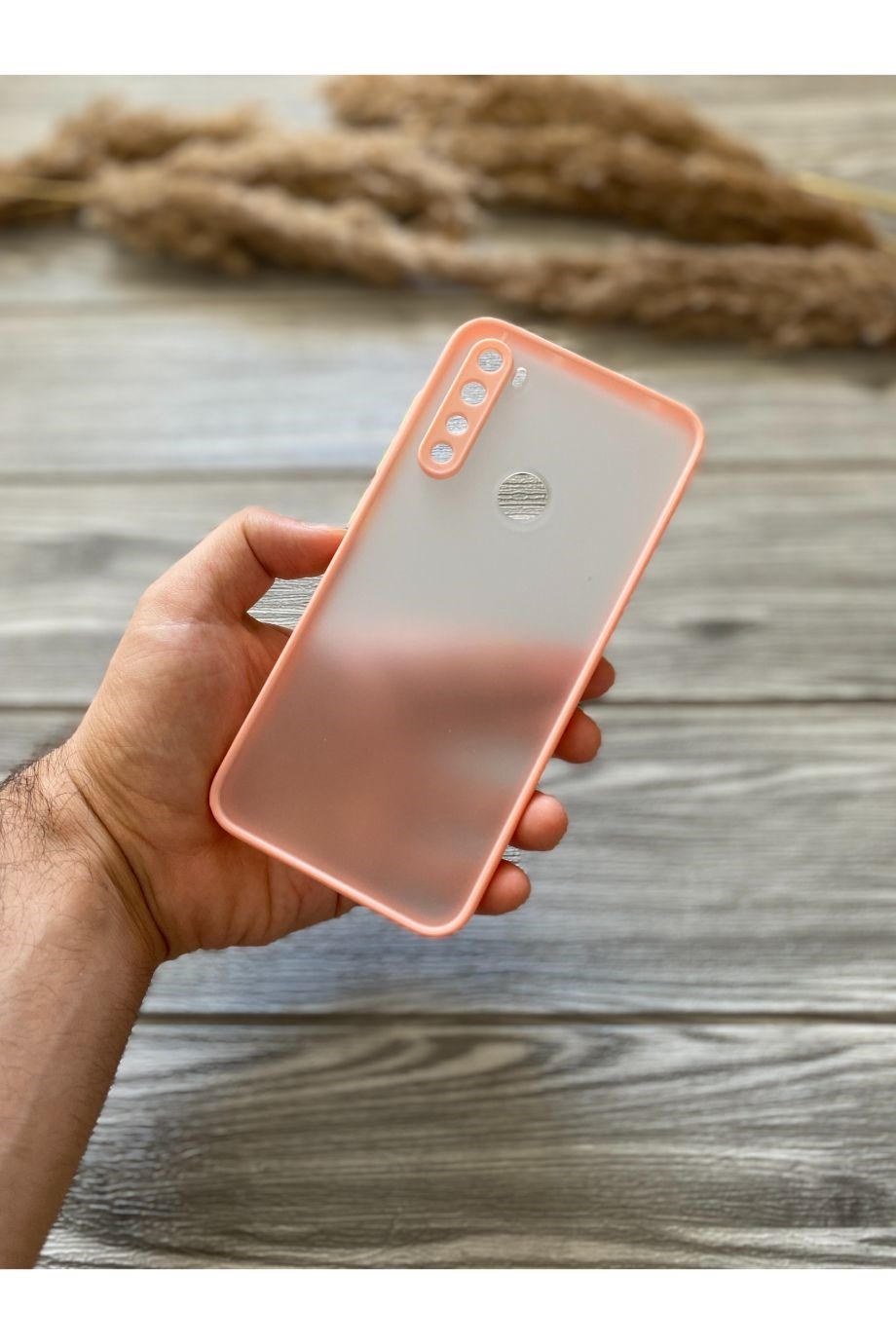 Redmi Note 8 Pembe Kamera Korumalı Buzlu Mika Kılıf