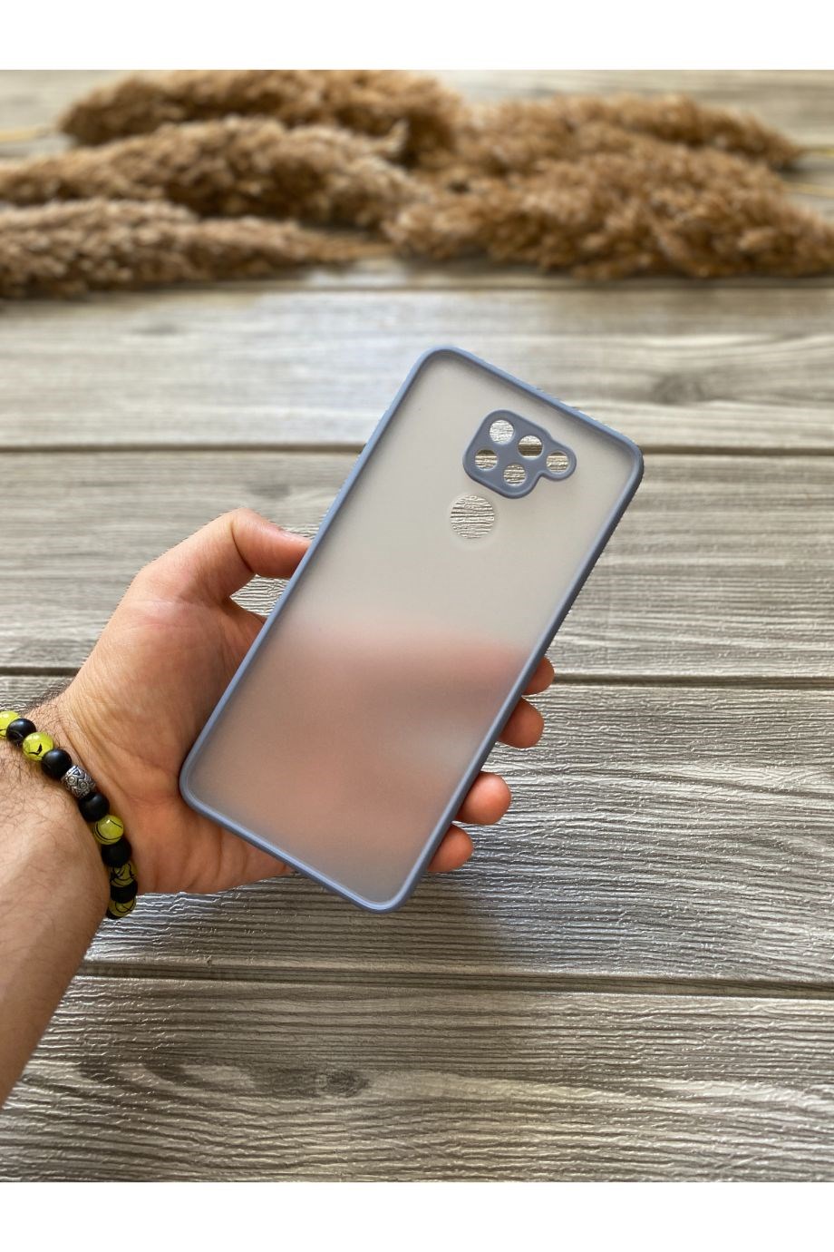 Redmi Note 9 Lavanta Gri Kamera Korumalı Buzlu Mika Kılıf