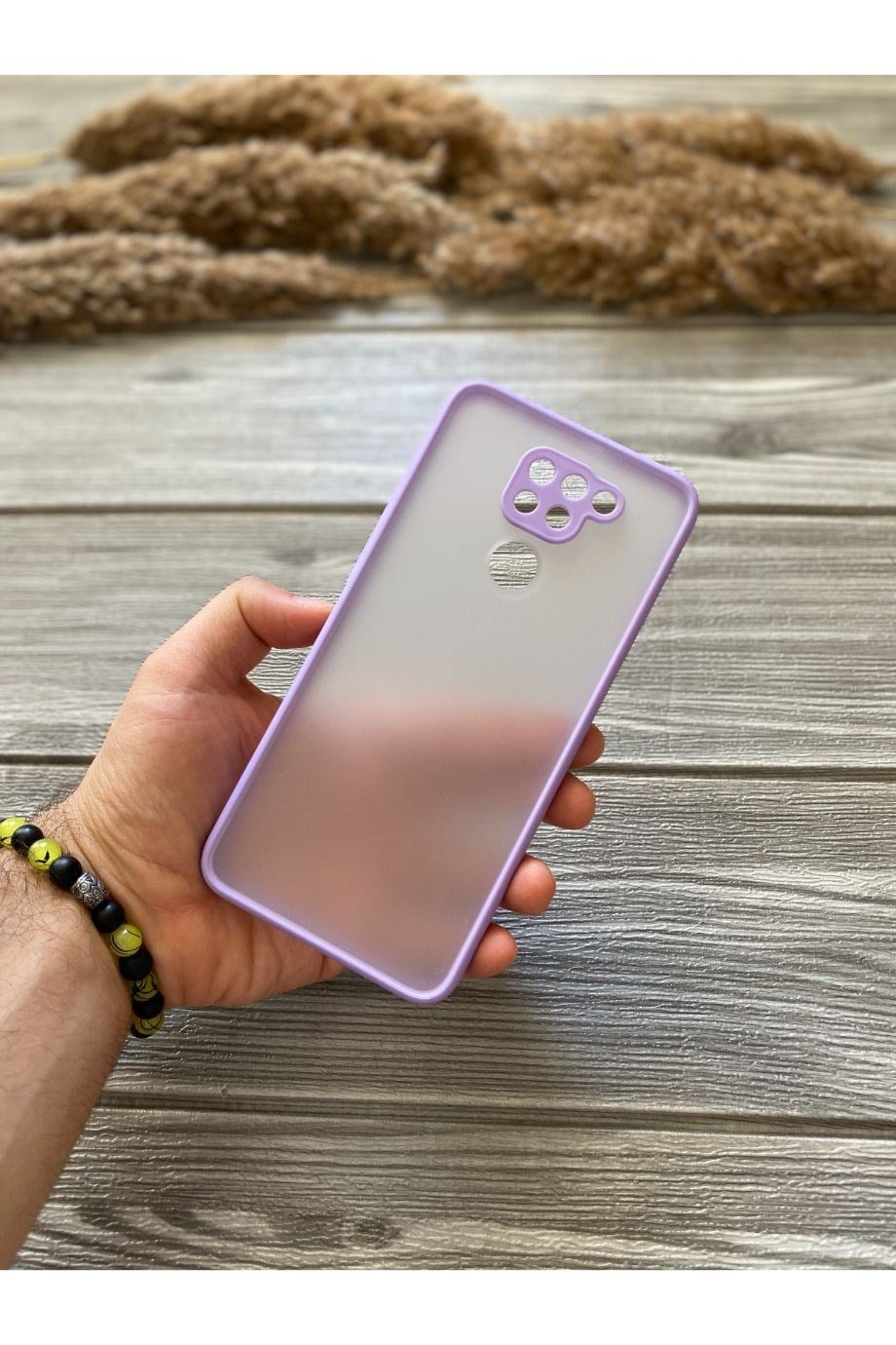 Redmi Note 9 Lila Kamera Korumalı Buzlu Mika Kılıf