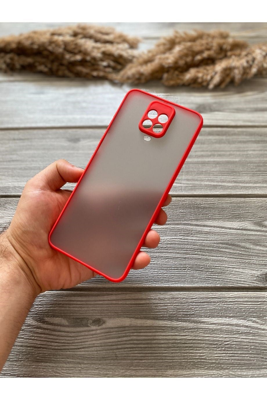 Redmi Note 9 Pro / 9s Kırmızı Kamera Korumalı Buzlu Mika Kılıf