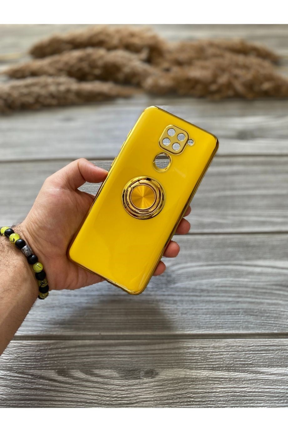 Redmi Note 9 Sarı Premium Yüzüklü Kılıf