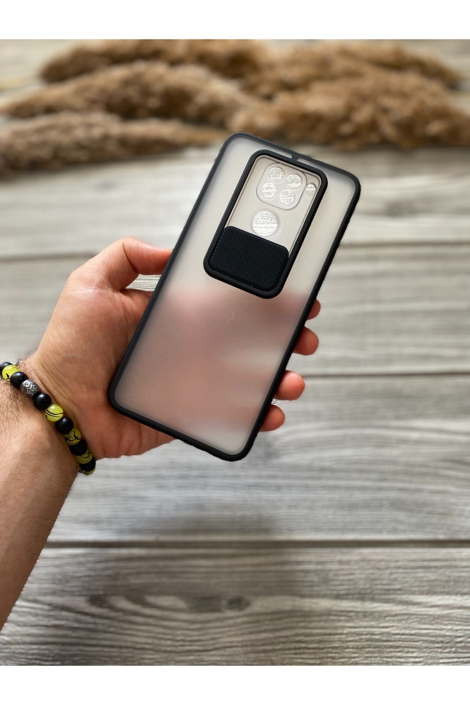 Redmi Note 9 Siyah Kamera Sürgülü Kılıf