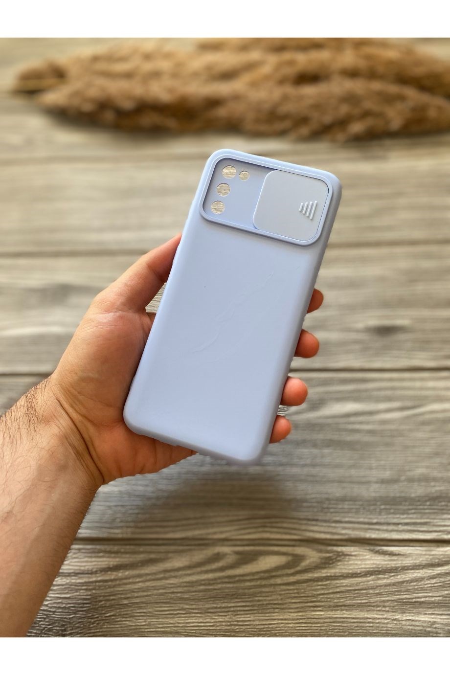 Samsung A02s Bebe Mavisi Kamera Sürgülü Silikon Kılıf