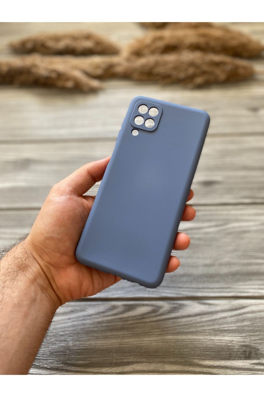 Samsung A12 Lavanta Gri Kamera Korumalı Lansman Kılıf