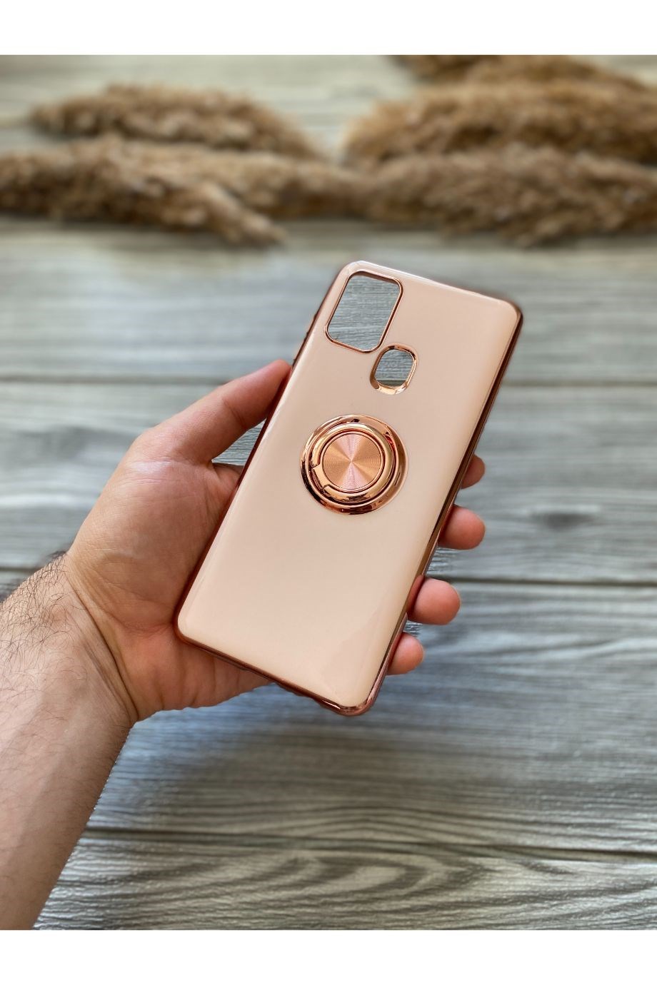 Samsung A21s Pudra Premium Yüzüklü Kılıf