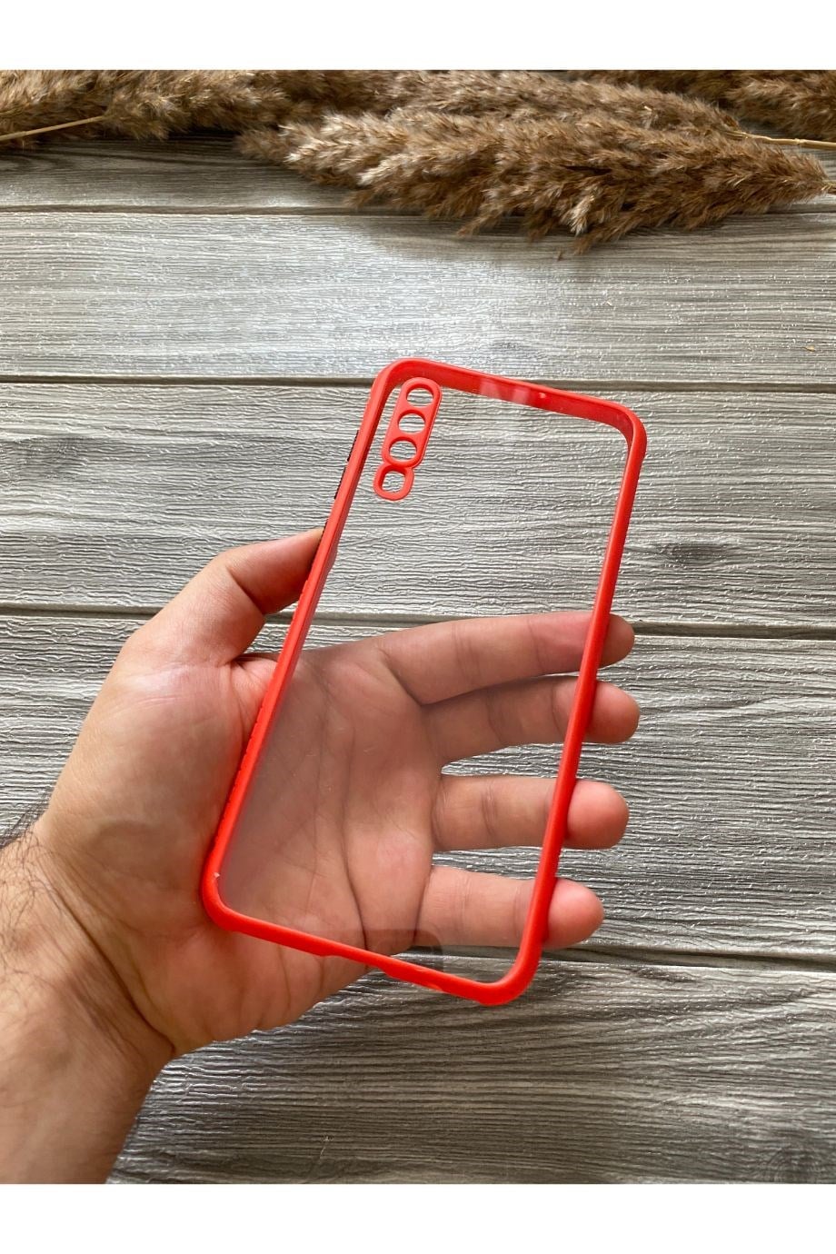 Samsung A50 / A30s Kırmızı Şeffaf Mika Kılıf