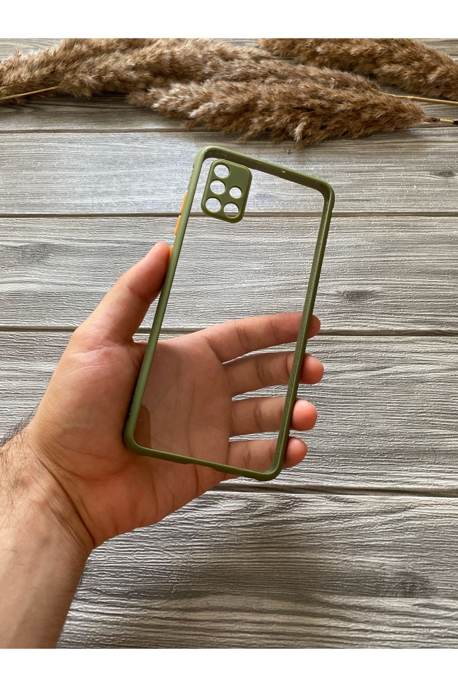 Samsung A51 Haki Yeşili Şeffaf Mika Kılıf
