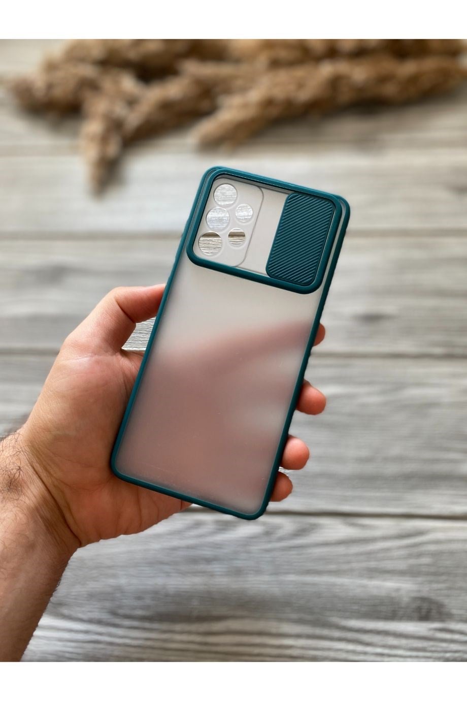 Samsung A52 Petrol Yeşili Kamera Sürgülü Kılıf