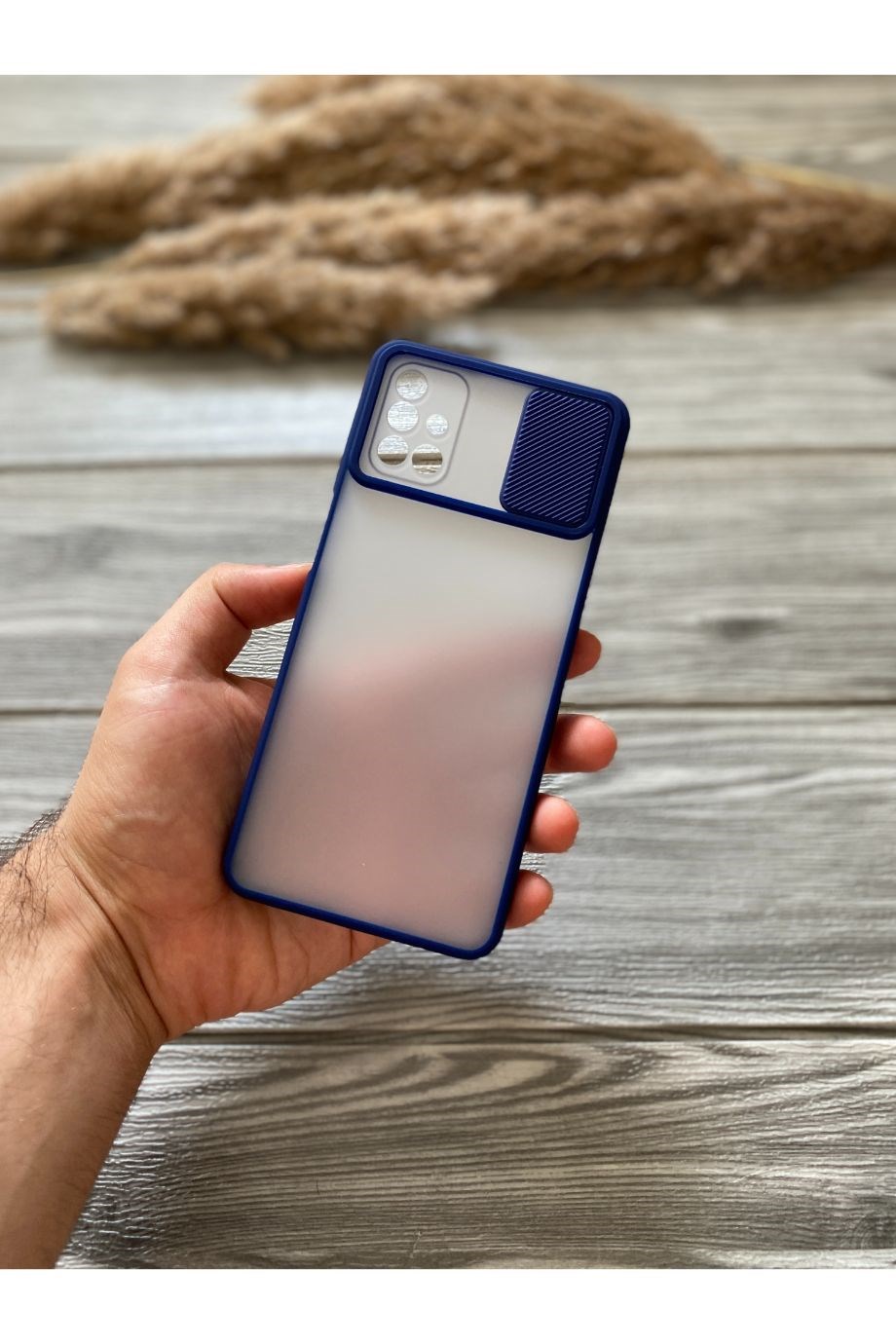 Samsung M31s Lacivert Kamera Sürgülü Kılıf