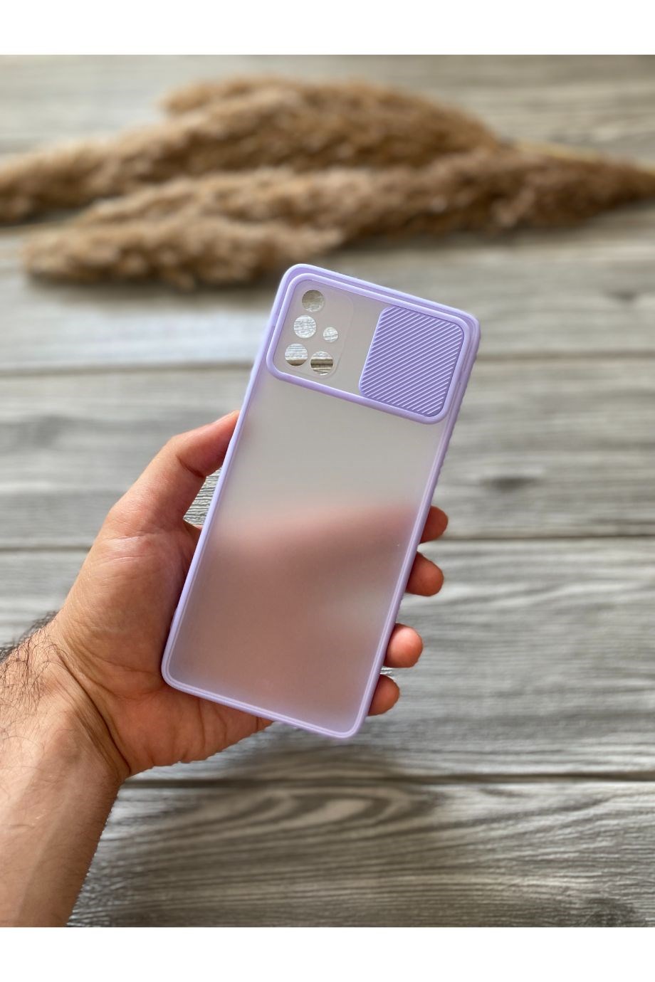 Samsung M51 Lila Kamera Sürgülü Kılıf