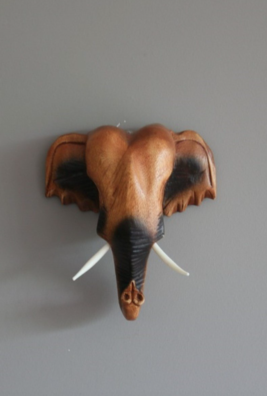 Ahşap Fil Kafası Mask/Duvar Dekoru 15Cm - Miamantra