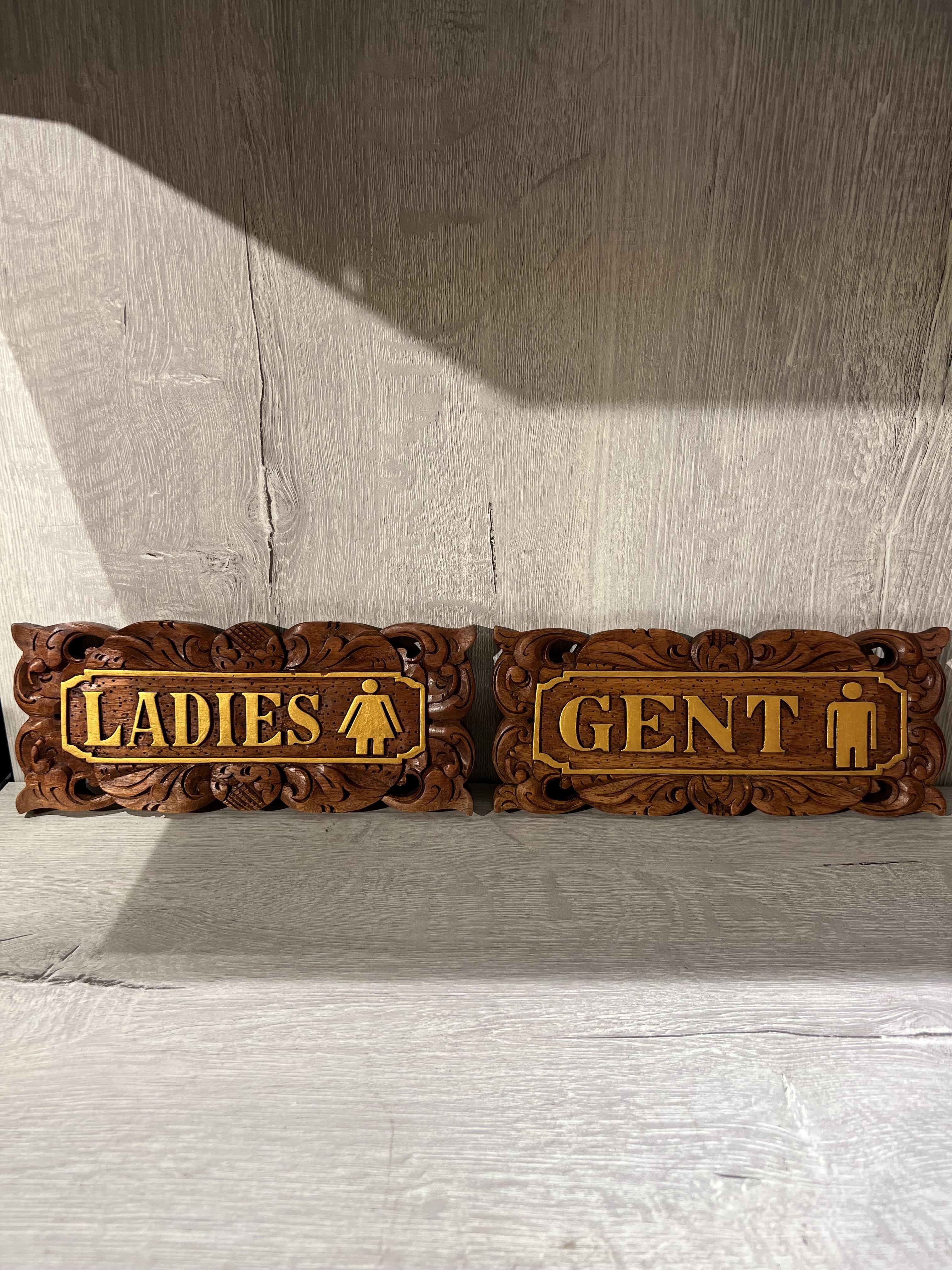 Ahşap İkili Ladies & Gent Duvar Yazısı - 25 cm - Miamantra