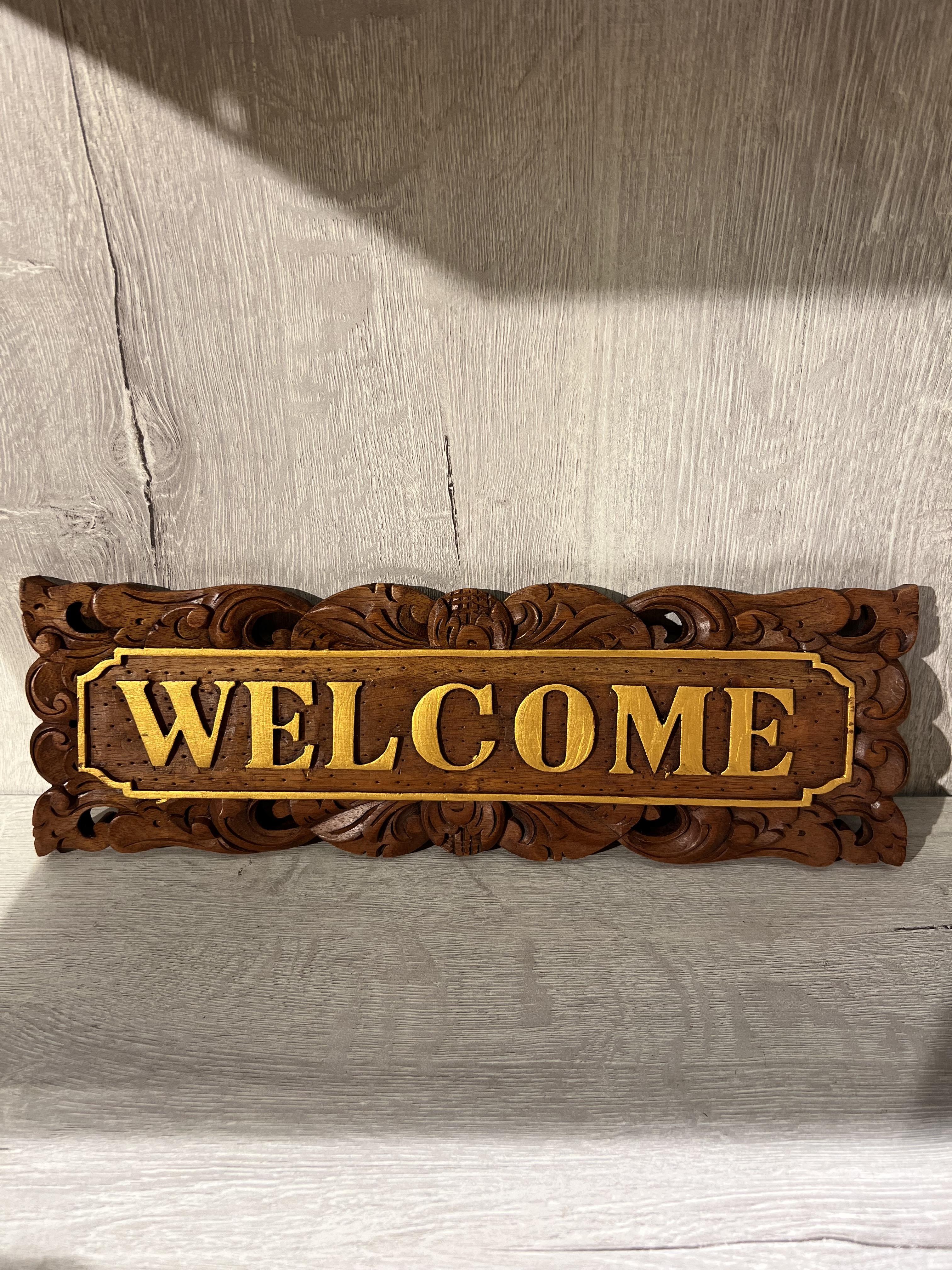 Ahşap Welcome Duvar Yazısı - 35 cm - Miamantra