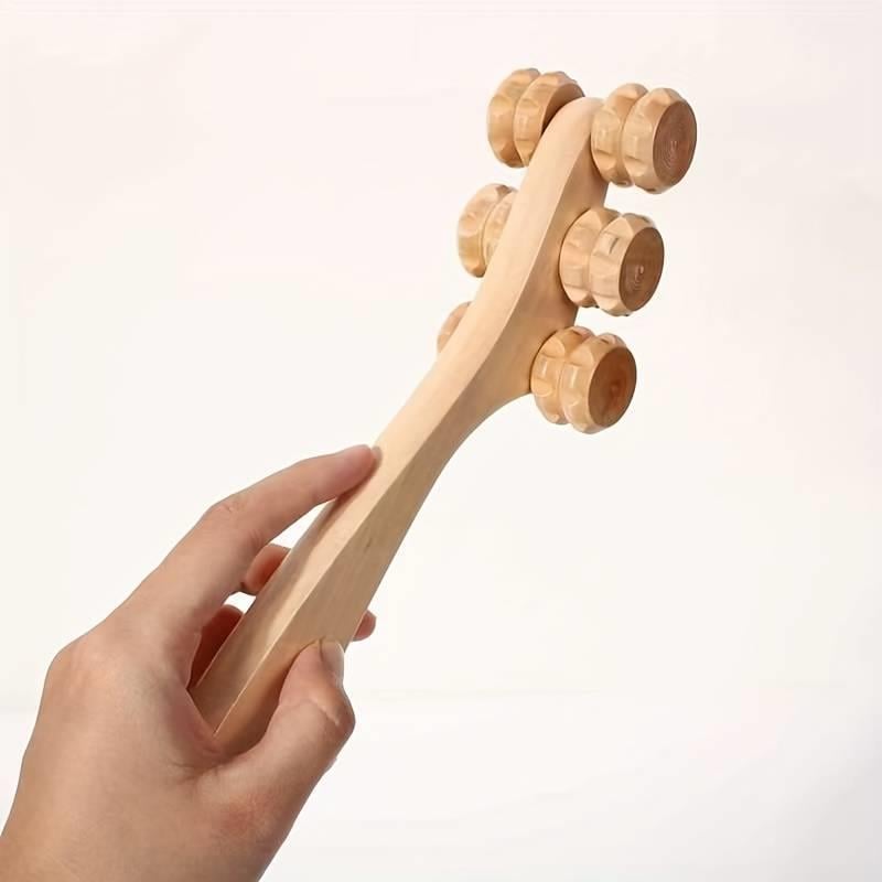 ASMR Sırt ve Vücut Masaj Aleti Ahşap 6 Tekerlekli Masaj Aleti - Miamantra