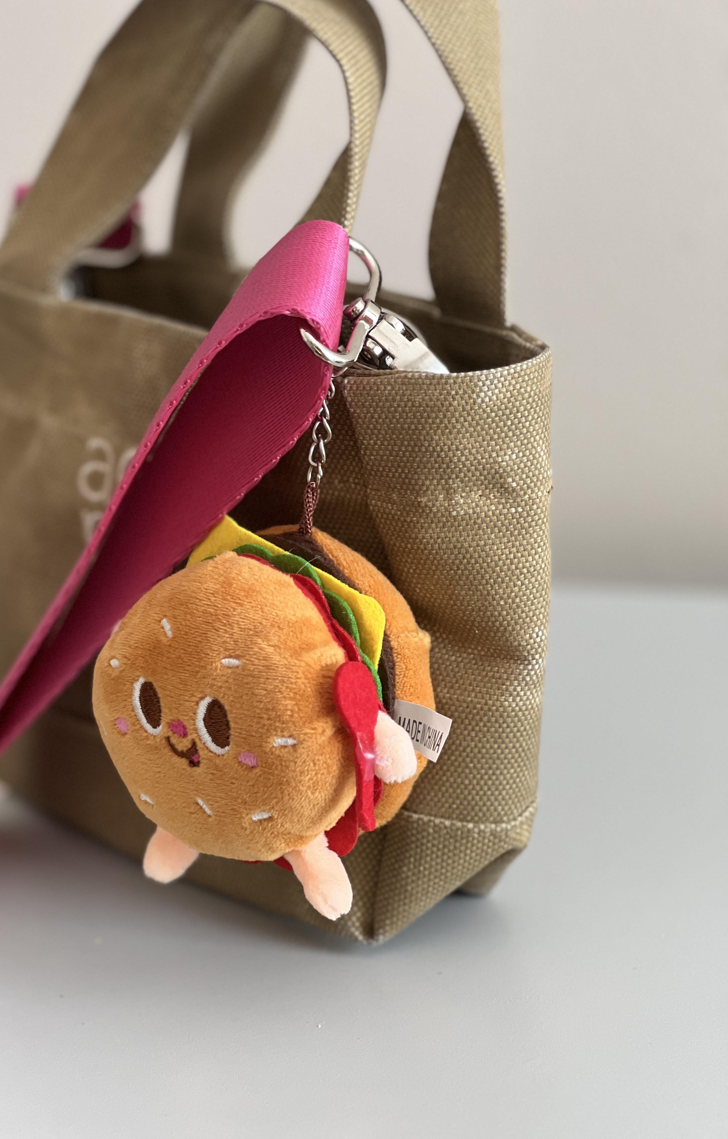 Hamburger Şeklinde Peluş Anahtarlık/Çanta Süsü Anahtarlık Hamburger - Miamantra