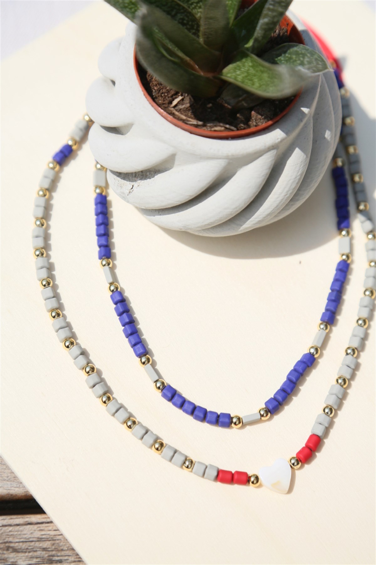 Mat Hematit Kolye Seti (2li set) - Model 2