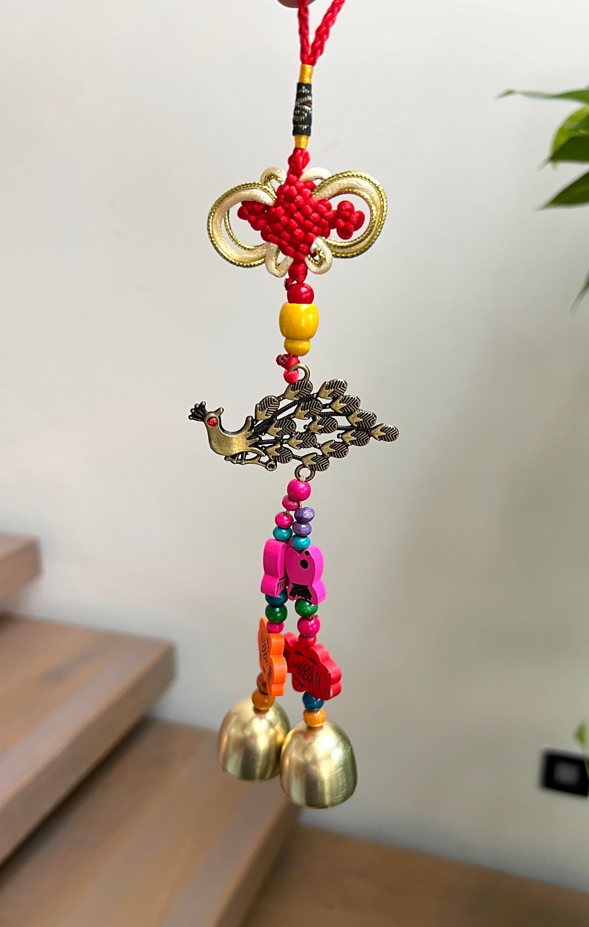 Mini Tavuskuşu Renkli Rüzgar Çanı/Feng Shui Bereket Zili  - Miamantra