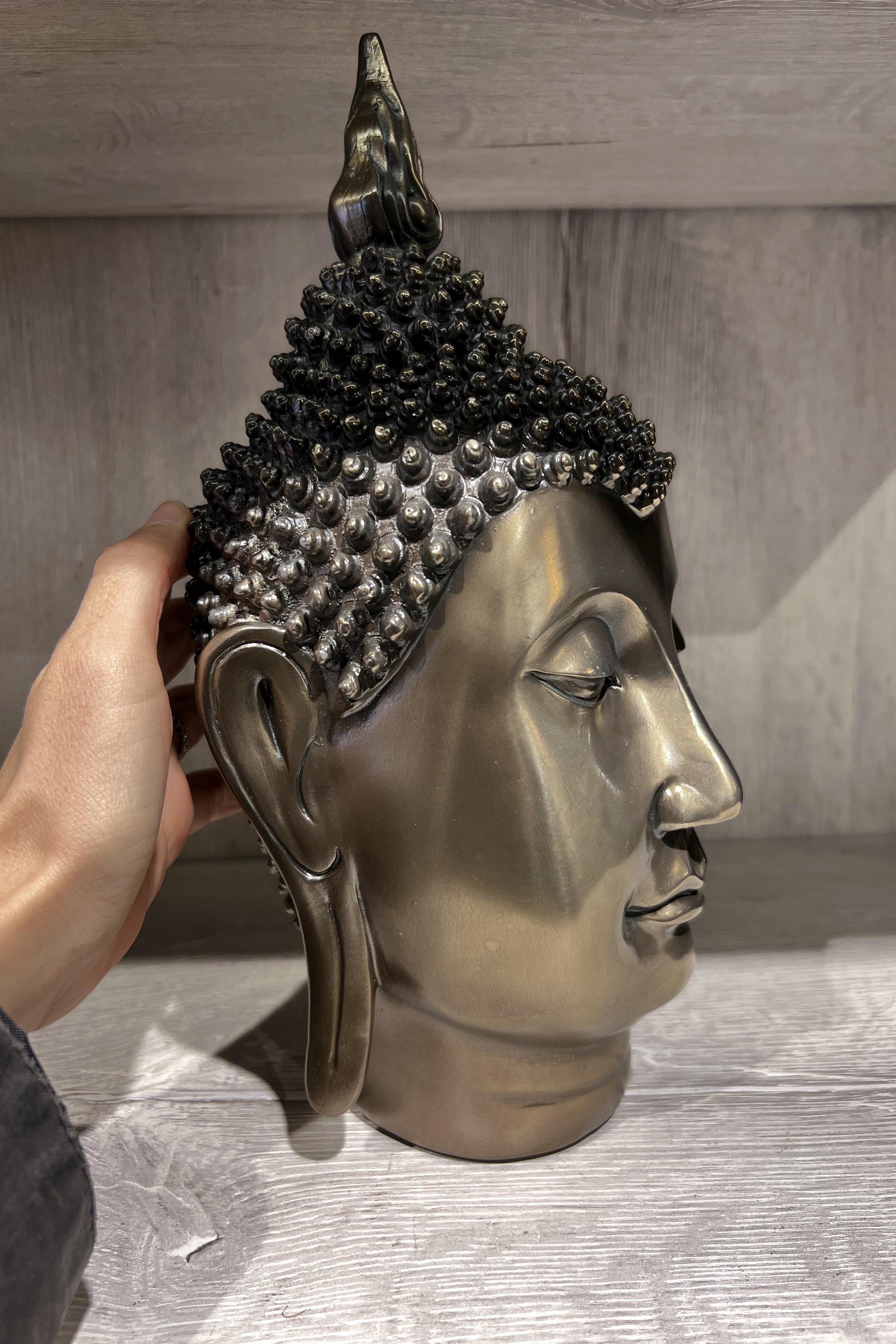 Polyester Bronz Buda Kafası Biblo 14*15*29 - Miamantra