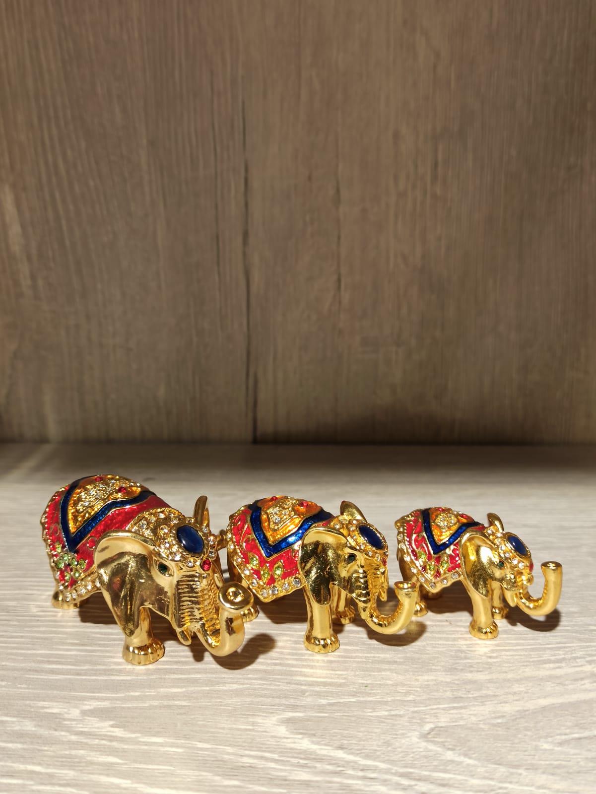 Swarovski Taşlı Fil 3Lü Mücevherlik / Dekoratif Biblo - Miamantra