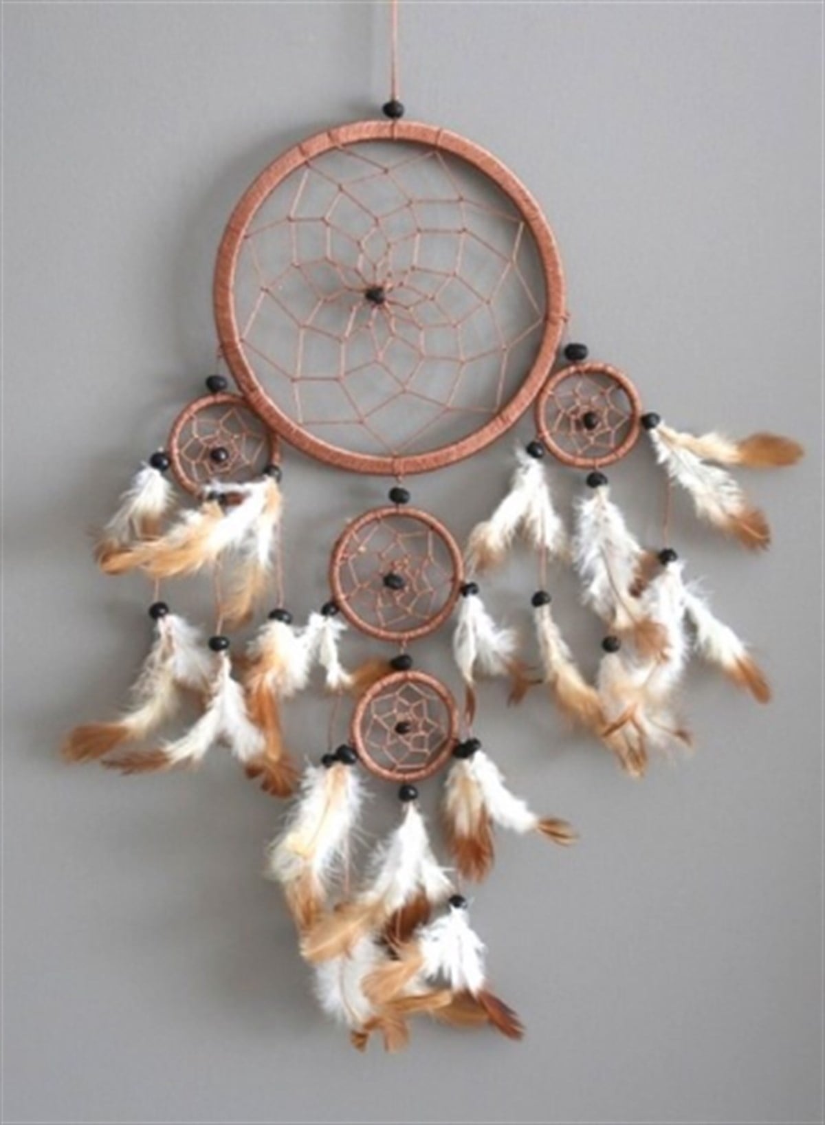 Üç Gözlü Kahverengi Rüya Kapanı / Dreamcatcher (16,5 cm çap) - Miamantra