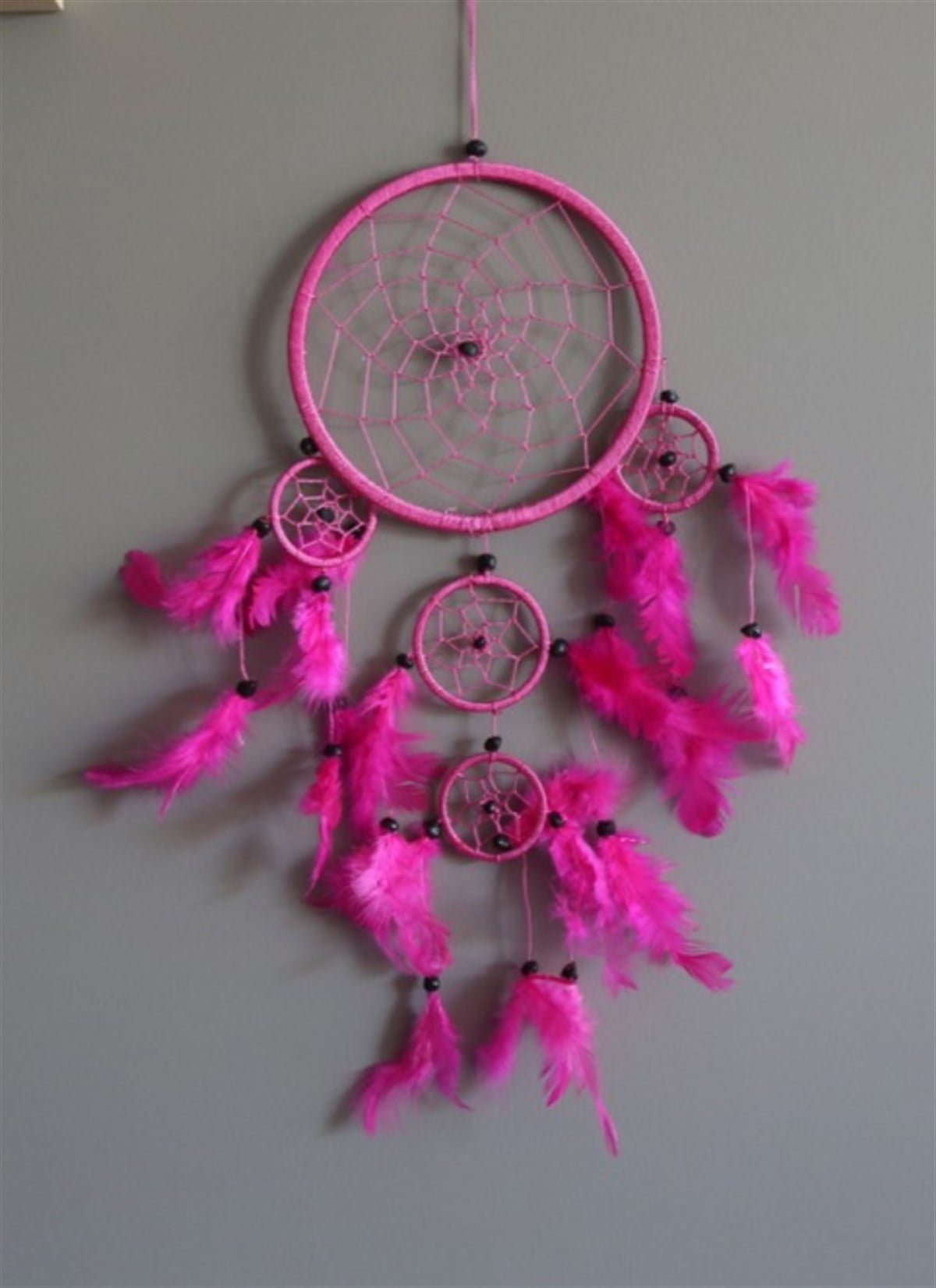 Üç Gözlü Pembe Rüya Kapanı / Dreamcatcher (16,5 cm çap) - Miamantra