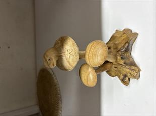 Ahşap Mantar Biblo 3'Lü 17 Cm Kurbağalı - Miamantra