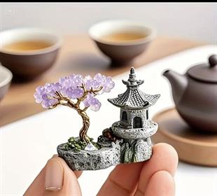 Feng Shui Minyatür Ametist Ağaç ve Tapınak Biblo - Miamantra