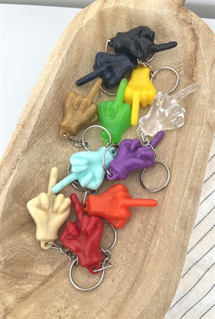 Orta Parmak Şeklinde Anahtarlık/Eğlenceli El Hareketi Anahtarlık (Karışık Renkli) - Miamantra