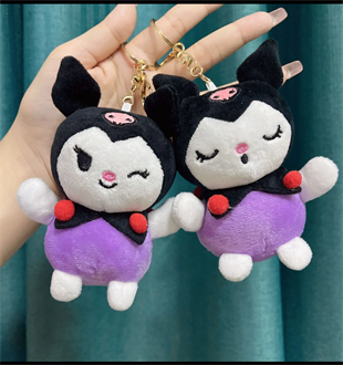 Sanrio Kawaii Karakteri Peluş Kuromi Anahtarlık / Kuromi Çanta Süsü / Peluş Kuromi Oyuncak 13 cm - Miamantra