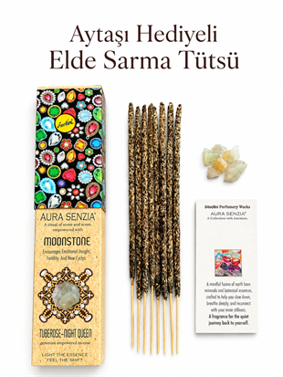 Sree Vani Marka Aura Senzia Doğal Aytaşı Parçaları Hediyeli Elde Sarma Sümbülteber Çiçeği Tütsüsü-8 Adet Çubuk Tütsü - Miamantra