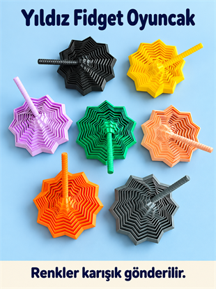 Stres Yıldızı Duyusal Oyuncak - Hareketli Fidget Çevrilen/ Dönen Yıldız Şeklinde Stres Oyuncağı /Yıldız Şeklinde Dönen Fidget Stres Oyuncağı – Duyusal Oyuncak - 8 Cm Çap - Miamantra