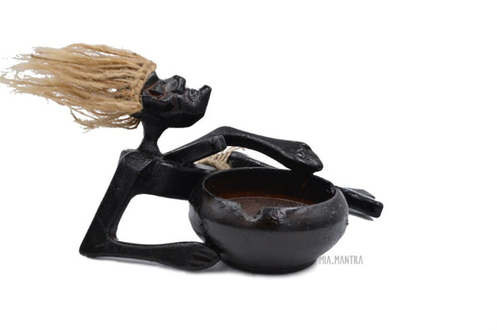Aborjin / Primitif Kadını Figürlü Küllük / Kase (22 cm)