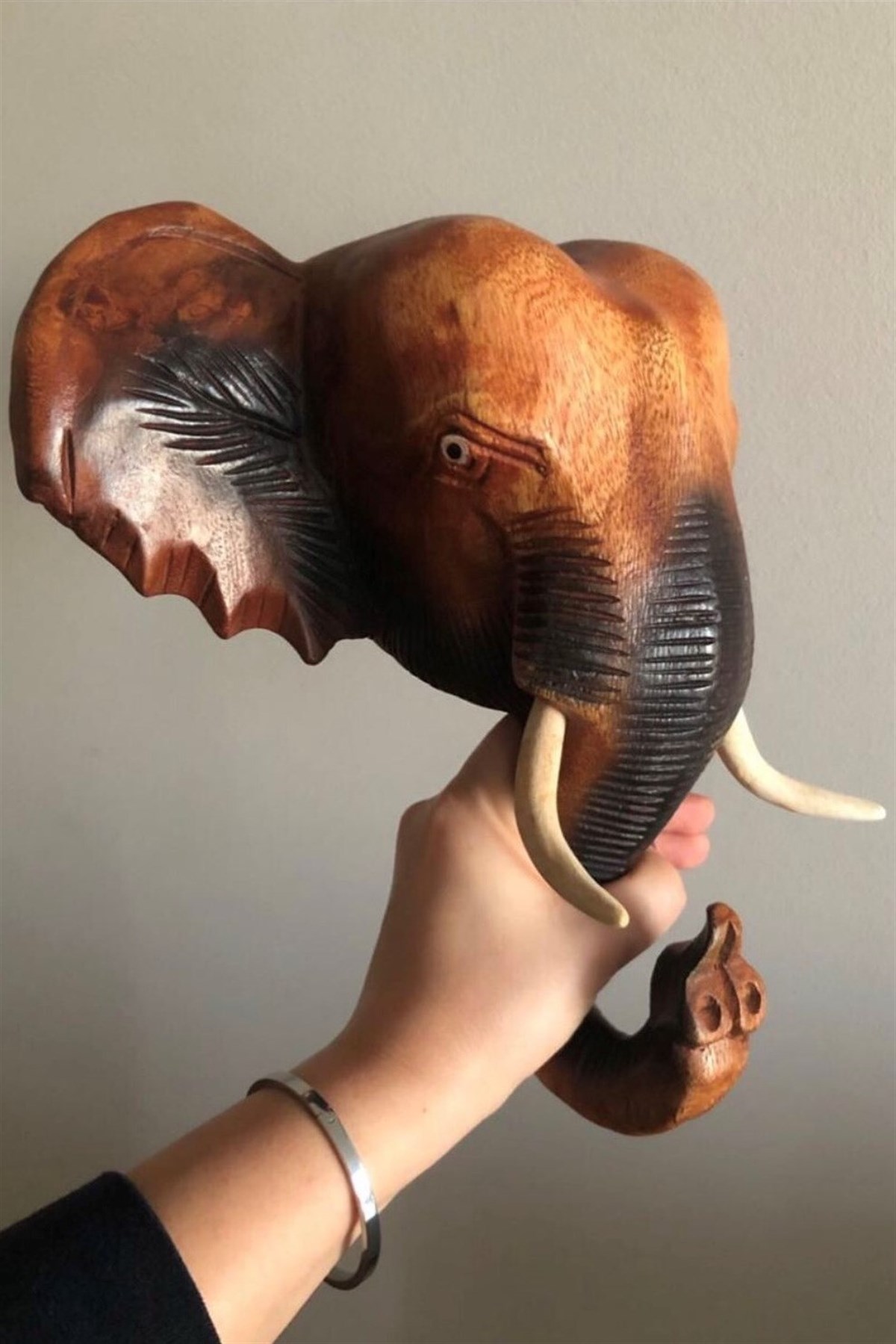Afrika Fili Ahşap Duvar Dekoru - (Büyük Boy 24 cm) - Miamantra
