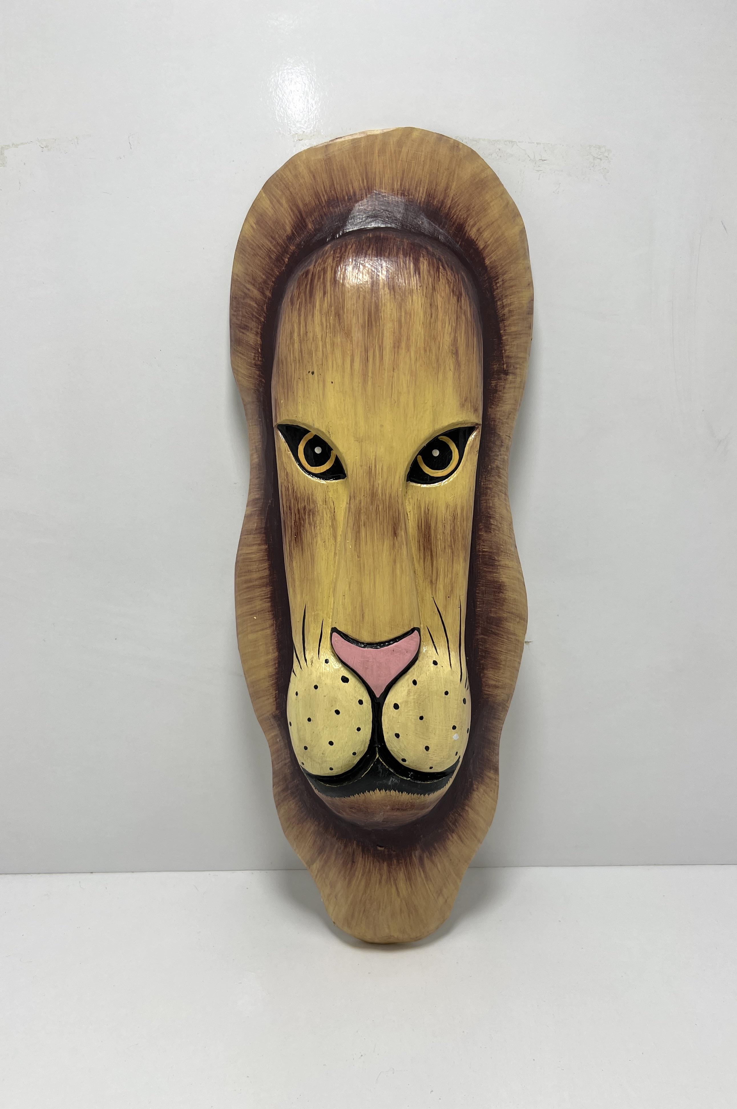 Ahşap Aslan Maske 50 Cm - Miamantra