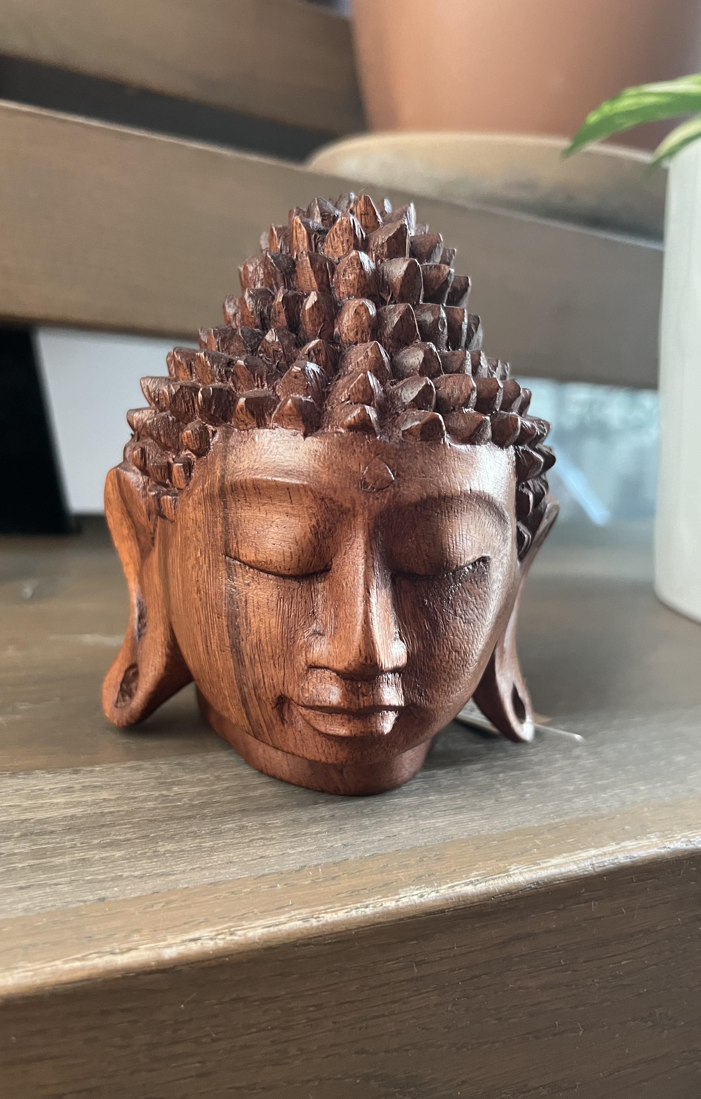 Ahşap Buda Kafası Biblo 10 Cm - Miamantra