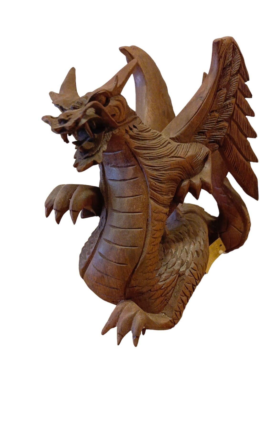 Ahşap Ejderha Biblo Kanatli 20 Cm - Miamantra