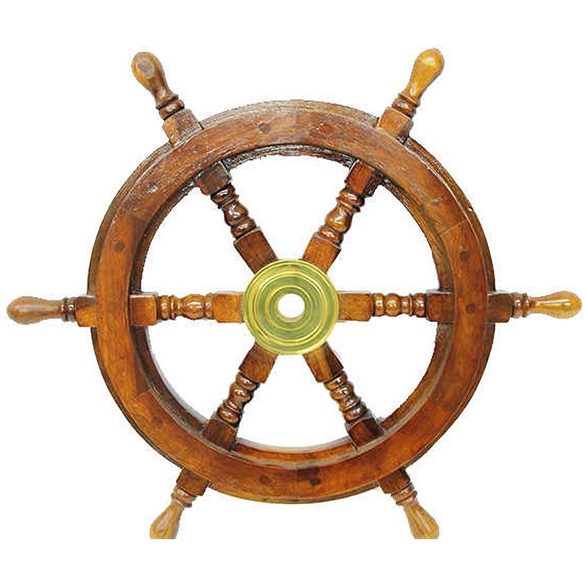 Ahşap Gemi Dümeni-40 Cm Çap - Miamantra