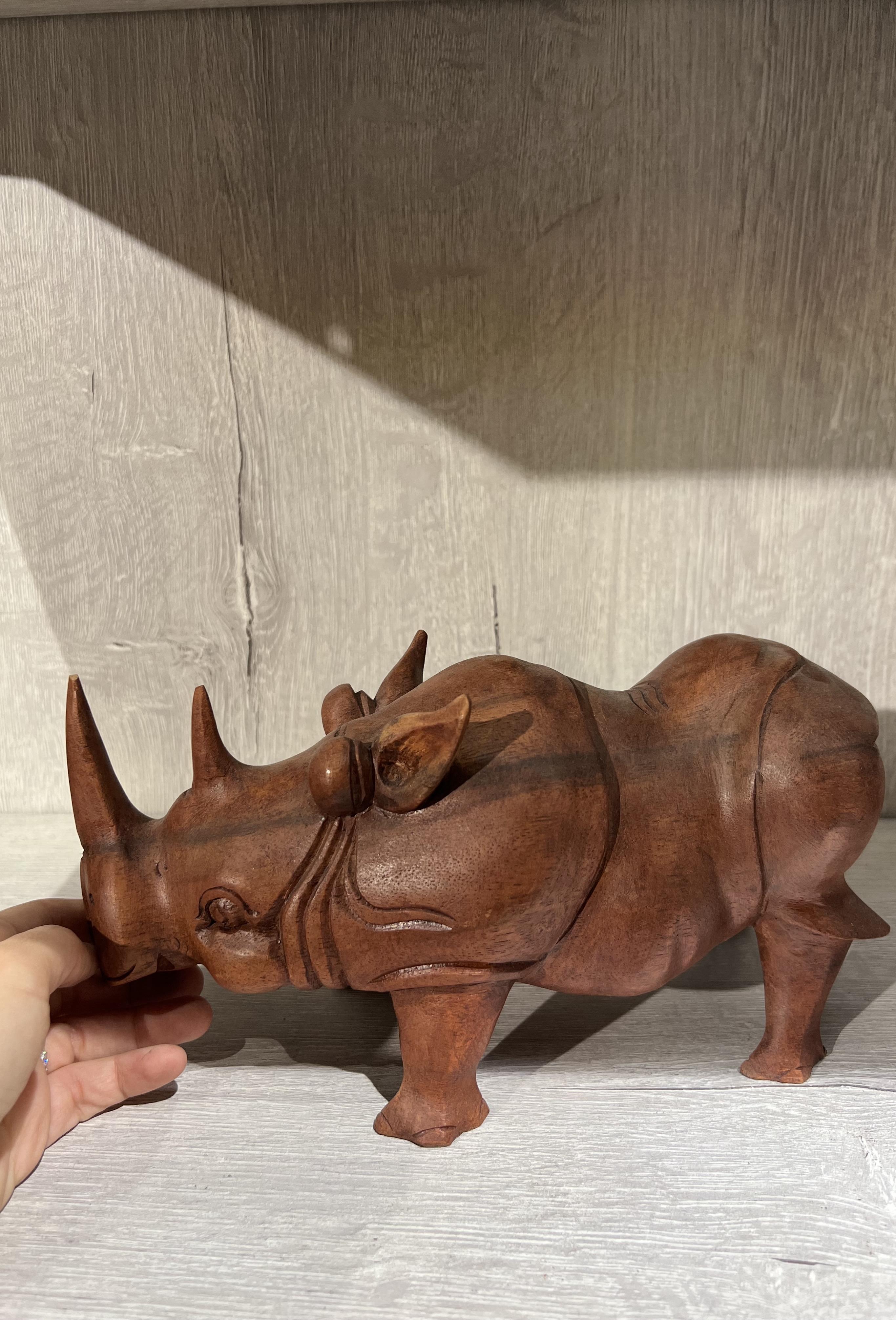 Ahşap Gergedan Biblo - 25 cm - Miamantra