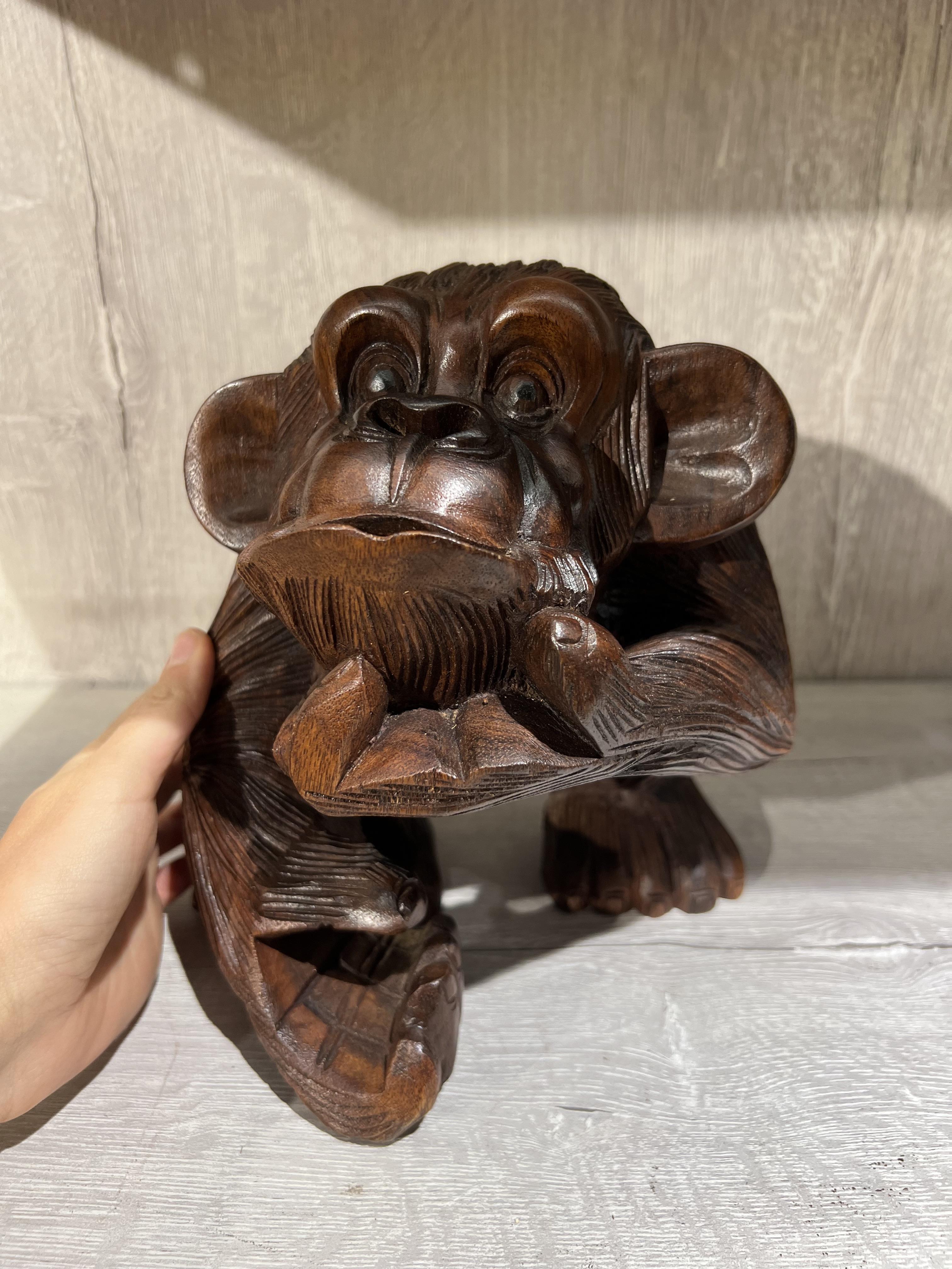 Ahşap Goril Biblo - 20 cm - Miamantra