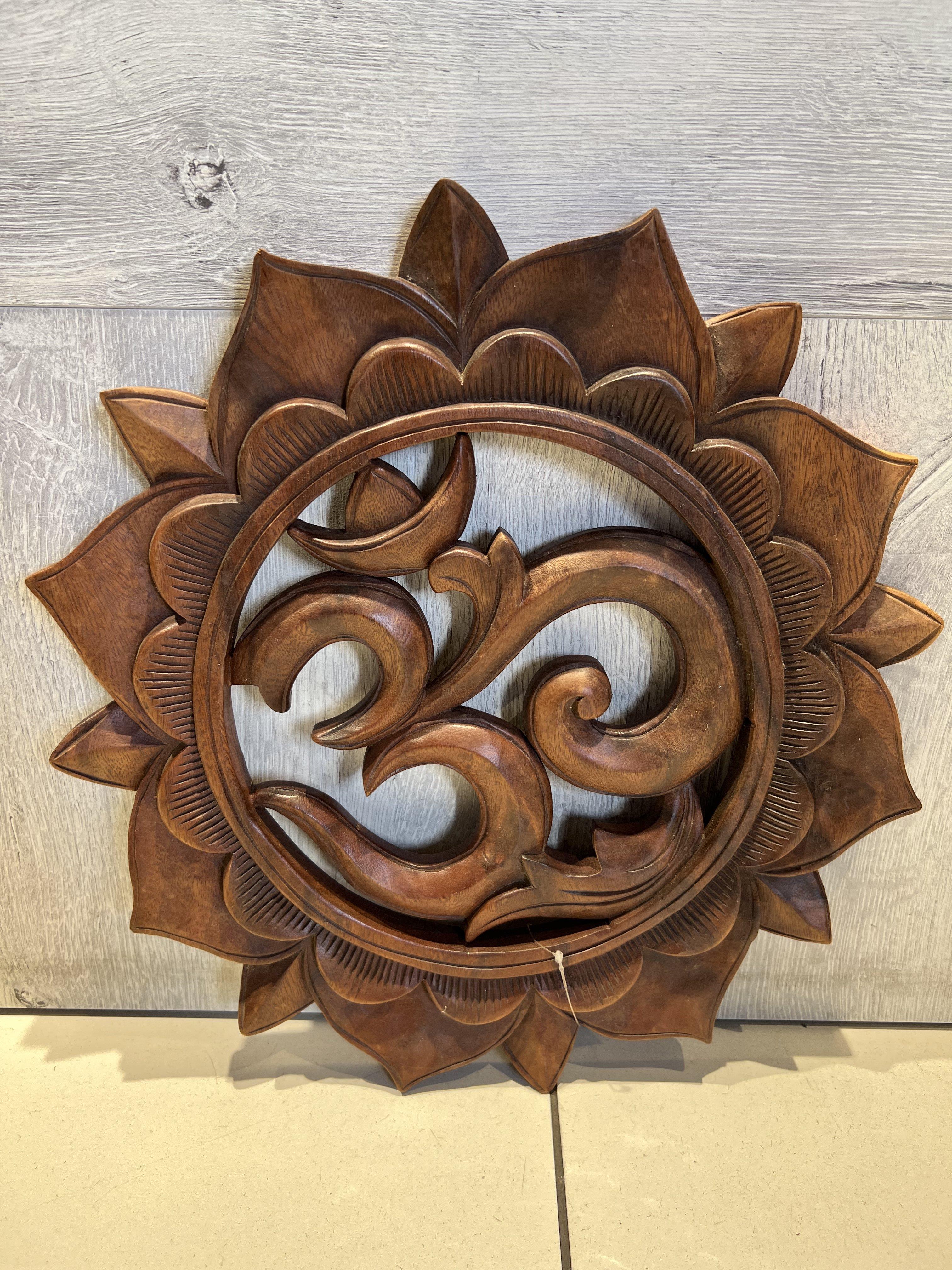 Ahşap Hayat Ağaci Pano 40 Cm Lotus - Miamantra
