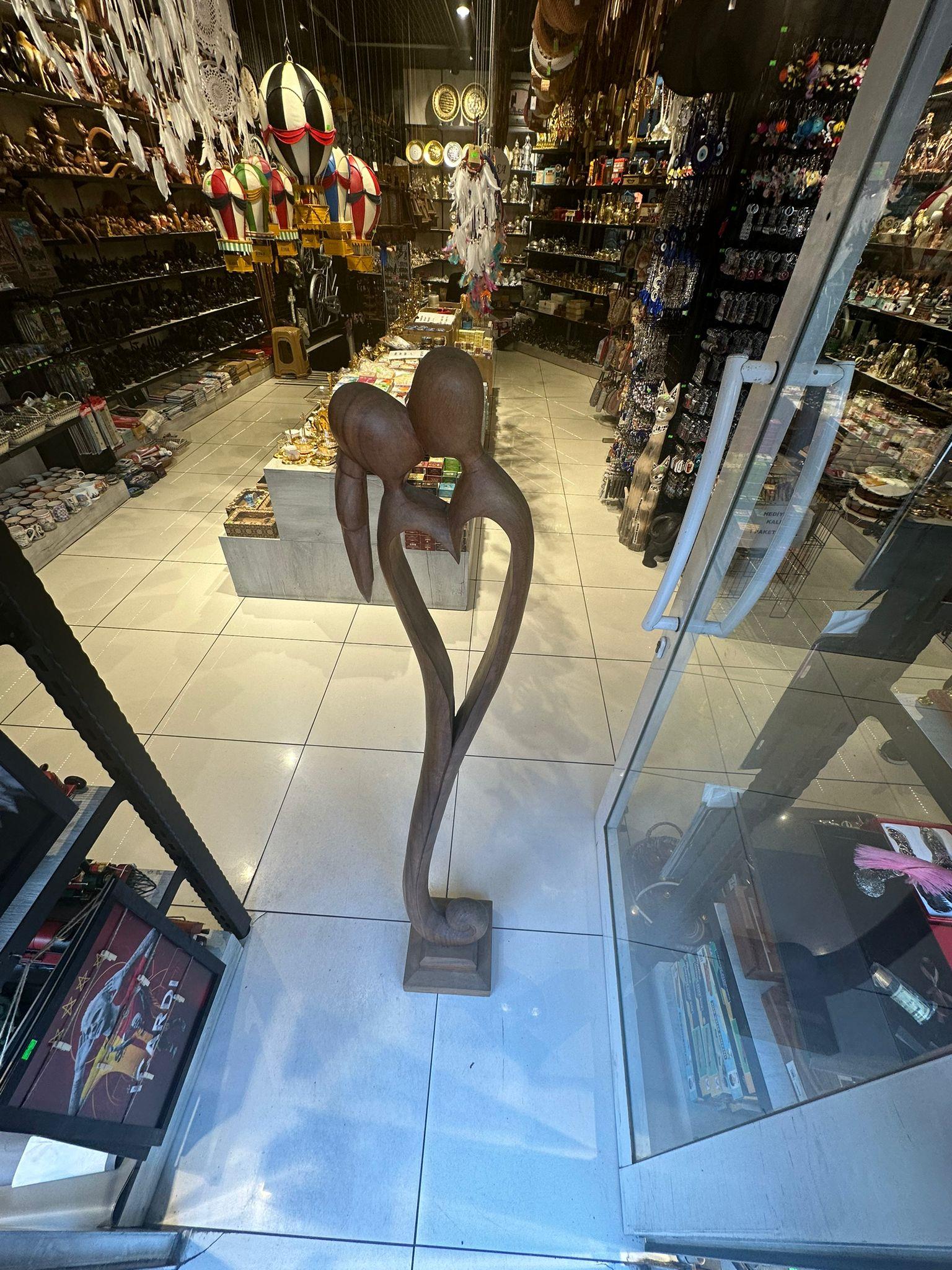 Ahşap Kadın Ve Erkek Apstrak Heykel (150 Cm) - Miamantra
