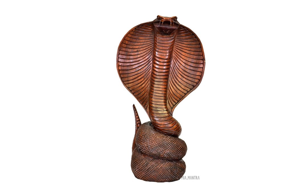 Ahşap Kobra Yılanı Heykeli (40 cm)
