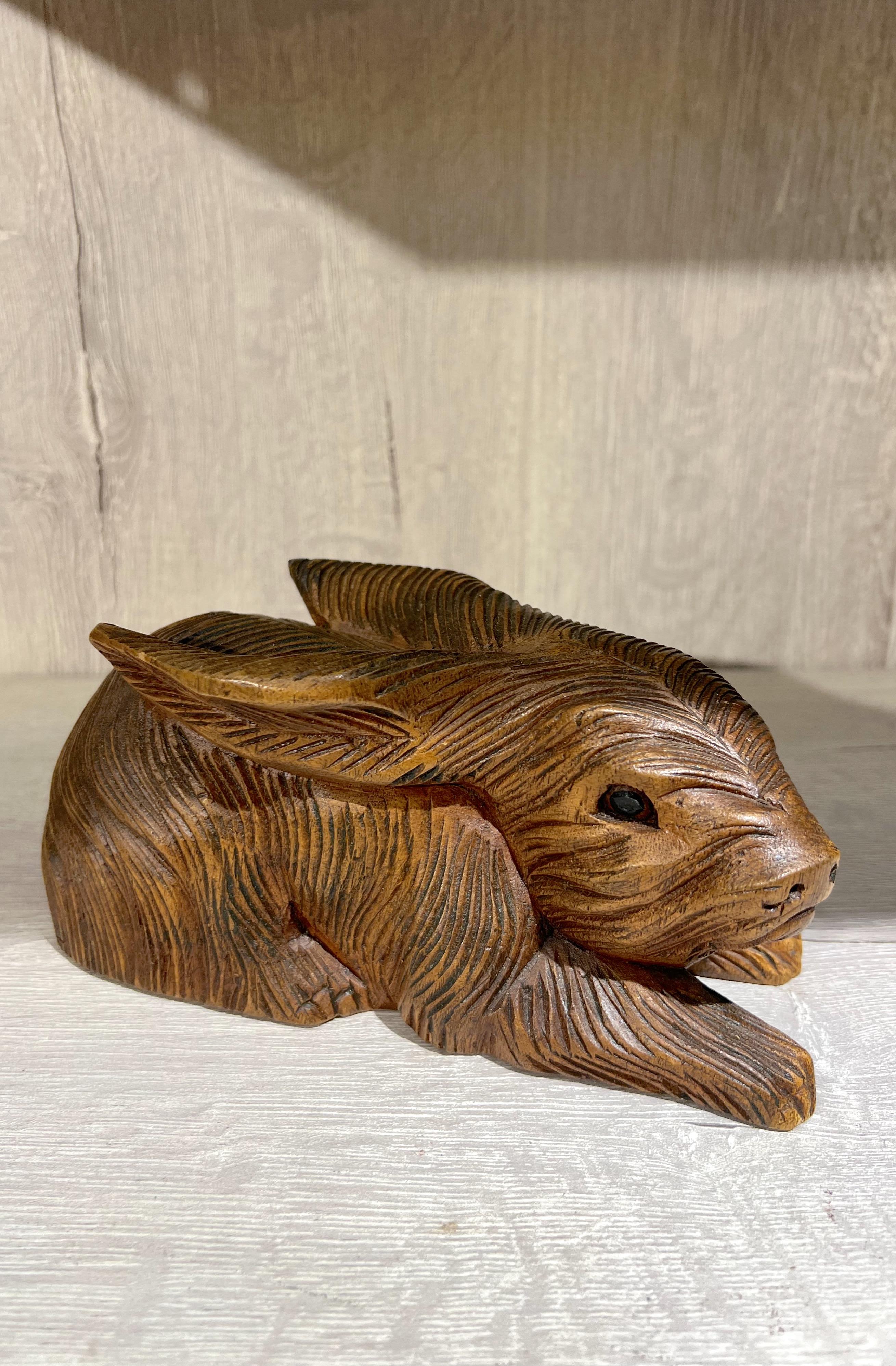 Ahşap Oturan Tavşan Biblo - 20 cm - Miamantra