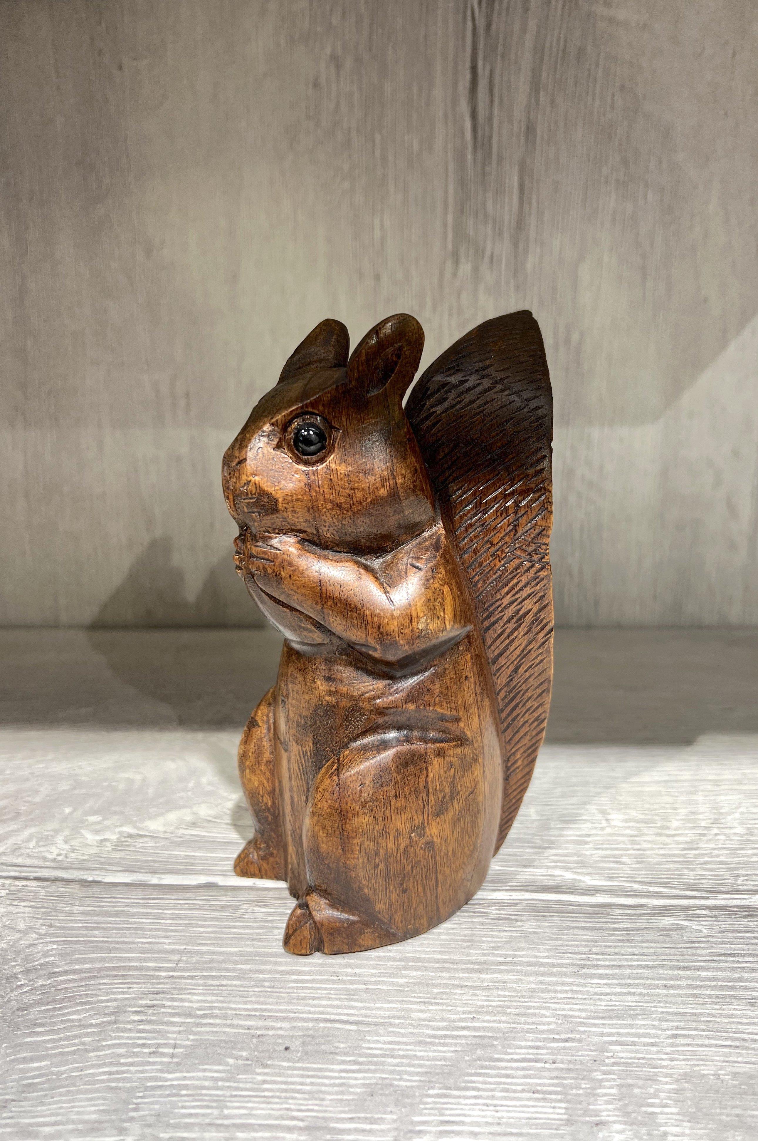 Ahşap Sincap Biblo 15 Cm - Miamantra